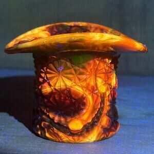 Black Light Boyds Glass Daisy Button Hat UV Reactive OOAK B1568